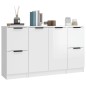 vidaXL Aparadores 3 uds madera contrachapada blanco brillo vidaXL Aparadores 3 uds madera contrachapada blanco brillo
