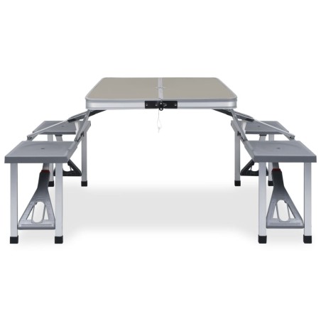 vidaXL Mesa de camping plegable con 4 asientos acero aluminio