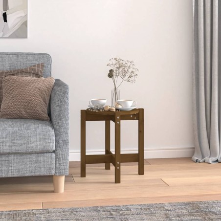 vidaXL Mesa de centro de madera maciza de pino marrón miel Ø42,5x45 cm