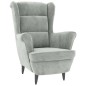 vidaXL Sillón orejero y taburete de terciopelo gris claro vidaXL Sillón orejero y taburete de terciopelo gris claro
