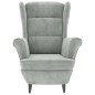 vidaXL Sillón orejero y taburete de terciopelo gris claro vidaXL Sillón orejero y taburete de terciopelo gris claro
