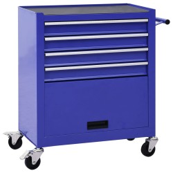 vidaXL Carro para herramientas con 4 cajones acero azul