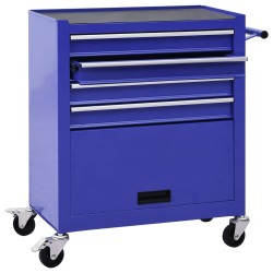 vidaXL Carro para herramientas con 4 cajones acero azul