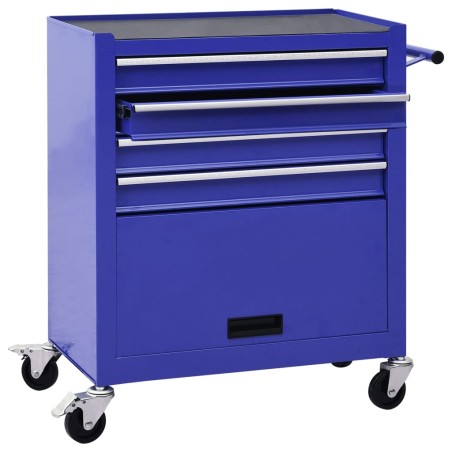 vidaXL Carro para herramientas con 4 cajones acero azul