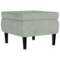 vidaXL Sillón orejero y taburete de terciopelo gris claro vidaXL Sillón orejero y taburete de terciopelo gris claro