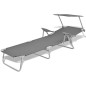 vidaXL Tumbona de jardín con toldo acero gris vidaXL Tumbona de jardín con toldo acero gris