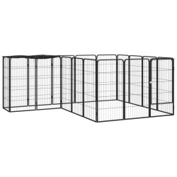 vidaXL Jaula perros 18 paneles acero recubierto polvo negro 50x100 cm