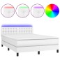 vidaXL Cama box spring colchón y LED cuero sintético blanco 140x200 cm vidaXL Cama box spring colchón y LED cuero sintético blanco 140x200 cm