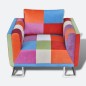 vidaXL Sillón con diseño de cubo de retales de tejido con patas cromadas vidaXL Sillón con diseño de cubo de retales de tejido con patas cromadas