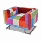 vidaXL Sillón con diseño de cubo de retales de tejido con patas cromadas vidaXL Sillón con diseño de cubo de retales de tejido con patas cromadas