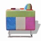vidaXL Sillón con diseño de cubo de retales de tejido con patas cromadas vidaXL Sillón con diseño de cubo de retales de tejido con patas cromadas