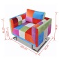 vidaXL Sillón con diseño de cubo de retales de tejido con patas cromadas vidaXL Sillón con diseño de cubo de retales de tejido con patas cromadas