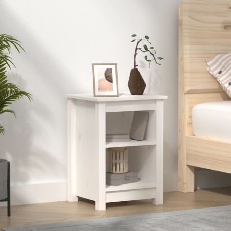 vidaXL Mesita de noche madera maciza de pino blanco 40x35x55 cm