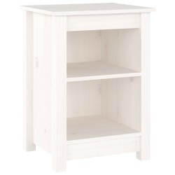 vidaXL Mesita de noche madera maciza de pino blanco 40x35x55 cm
