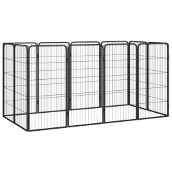 vidaXL Jaula perros 12 paneles acero recubierto polvo negro 50x100 cm