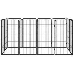 vidaXL Jaula perros 12 paneles acero recubierto polvo negro 50x100 cm