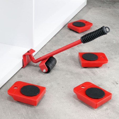 HI Juego de transporte de muebles con ruedas rojo y negro