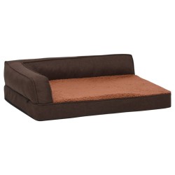 vidaXL Colchón de cama de perro ergonómico aspecto lino marrón 60x42cm