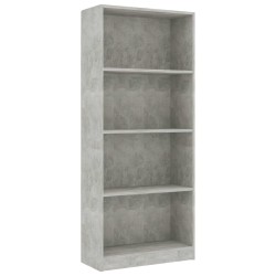 vidaXL Estantería de 4 niveles contrachapada gris hormigón 60x24x142cm