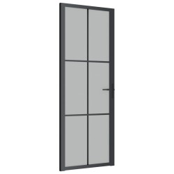 vidaXL Puerta interior de vidrio y aluminio negro mate 76x201,5 cm
