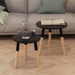 vidaXL Set de mesas auxiliares 2 unidades madera maciza de pino negro