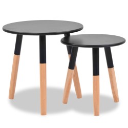 vidaXL Set de mesas auxiliares 2 unidades madera maciza de pino negro