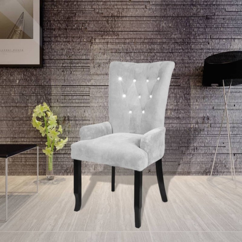 vidaXL Sillón de terciopelo plateado vidaXL Sillón de terciopelo plateado