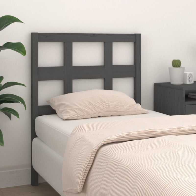 vidaXL Cabecero de cama madera maciza de pino gris 95,5x4x100 cm vidaXL Cabecero de cama madera maciza de pino gris 95,5x4x100 cm