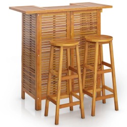 vidaXL Juego muebles de bar para jardín 3 pzas madera maciza de acacia