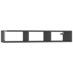 vidaXL Estantería pared madera contrachapada gris brillo 102x30x17 cm