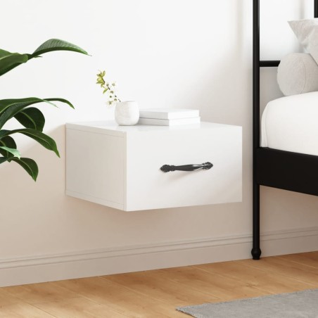 vidaXL Mesita de noche de pared blanco brillo 35x35x20 cm