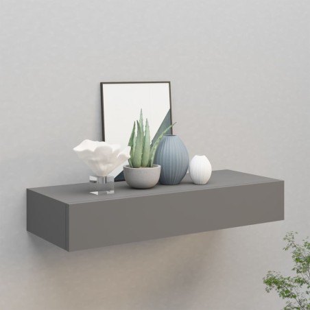 vidaXL Estante con cajón de pared MDF gris 60x23,5x10 cm