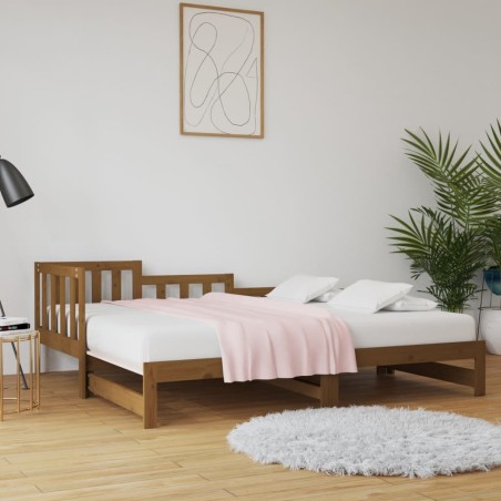vidaXL Sofá cama extraíble madera maciza de pino marrón 2x(90x200) cm