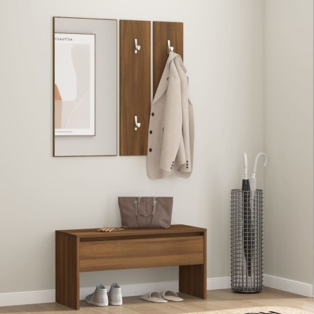 vidaXL Set de muebles de recibidor madera contrachapada roble marrón