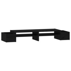 vidaXL Soporte para monitor madera maciza de pino negro 100x27,5x15 cm