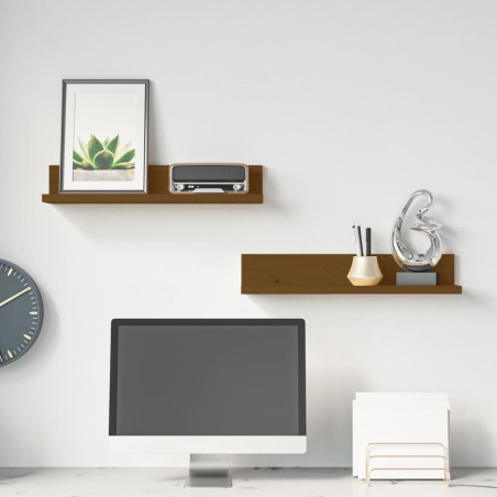 vidaXL Estantes de pared 2 uds madera de pino marrón miel 50x11x9 cm