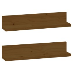 vidaXL Estantes de pared 2 uds madera de pino marrón miel 50x11x9 cm