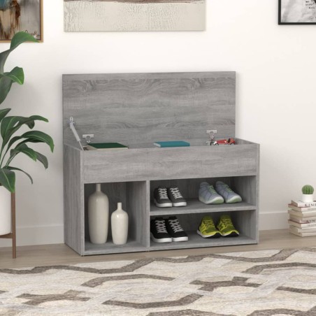 vidaXL Banco zapatero madera contrachapada gris Sonoma 80x30x45 cm
