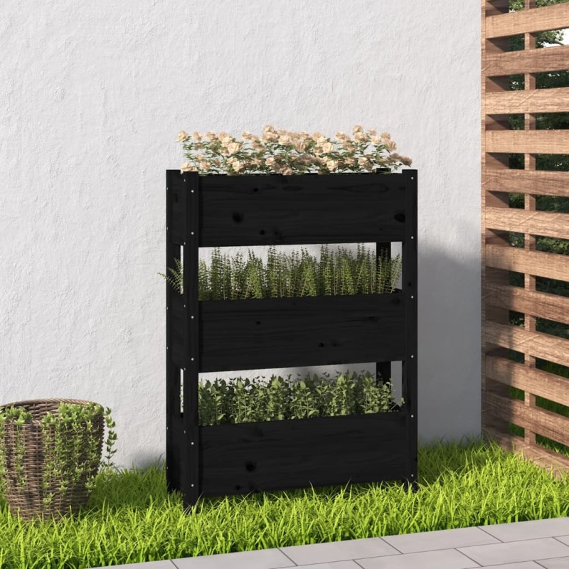 vidaXL Jardinera de madera maciza de pino negro 77x25x104,5 cm vidaXL Jardinera de madera maciza de pino negro 77x25x104,5 cm