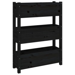 vidaXL Jardinera de madera maciza de pino negro 77x25x104,5 cm