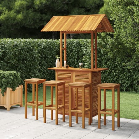 vidaXL Juego muebles de bar de jardín 5 pzas madera maciza de acacia