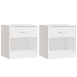 vidaXL Mesitas de noche 2 unidades con cajón blanco con brillo