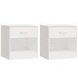 vidaXL Mesitas de noche 2 unidades con cajón blanco con brillo vidaXL Mesitas de noche 2 unidades con cajón blanco con brillo