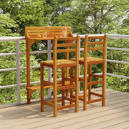 vidaXL Juego muebles de bar de balcón 3 piezas madera maciza de acacia