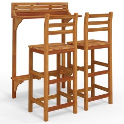 vidaXL Juego muebles de bar de balcón 3 piezas madera maciza de acacia