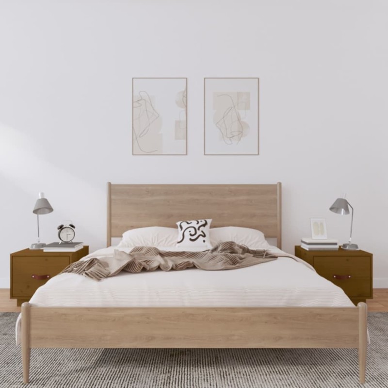 vidaXL Mesitas de noche 2 uds madera de pino marrón miel 40x34x35 cm vidaXL Mesitas de noche 2 uds madera de pino marrón miel 40x34x35 cm