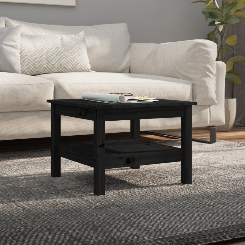 vidaXL Mesa de centro de madera maciza de pino negro 55x55x40 cm vidaXL Mesa de centro de madera maciza de pino negro 55x55x40 cm