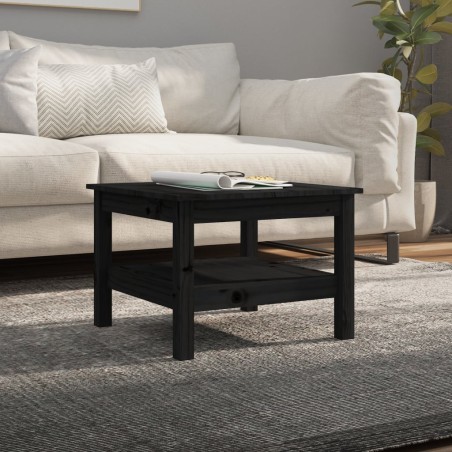 vidaXL Mesa de centro de madera maciza de pino negro 55x55x40 cm