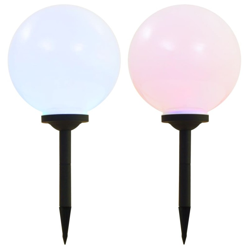 vidaXL Lámparas solares esféricas de exterior 2 uds LED RGB 30 cm
