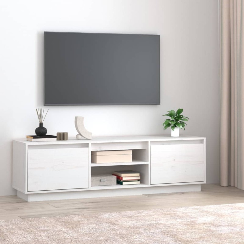 vidaXL Mueble de TV madera maciza de pino blanco 140x35x40 cm vidaXL Mueble de TV madera maciza de pino blanco 140x35x40 cm